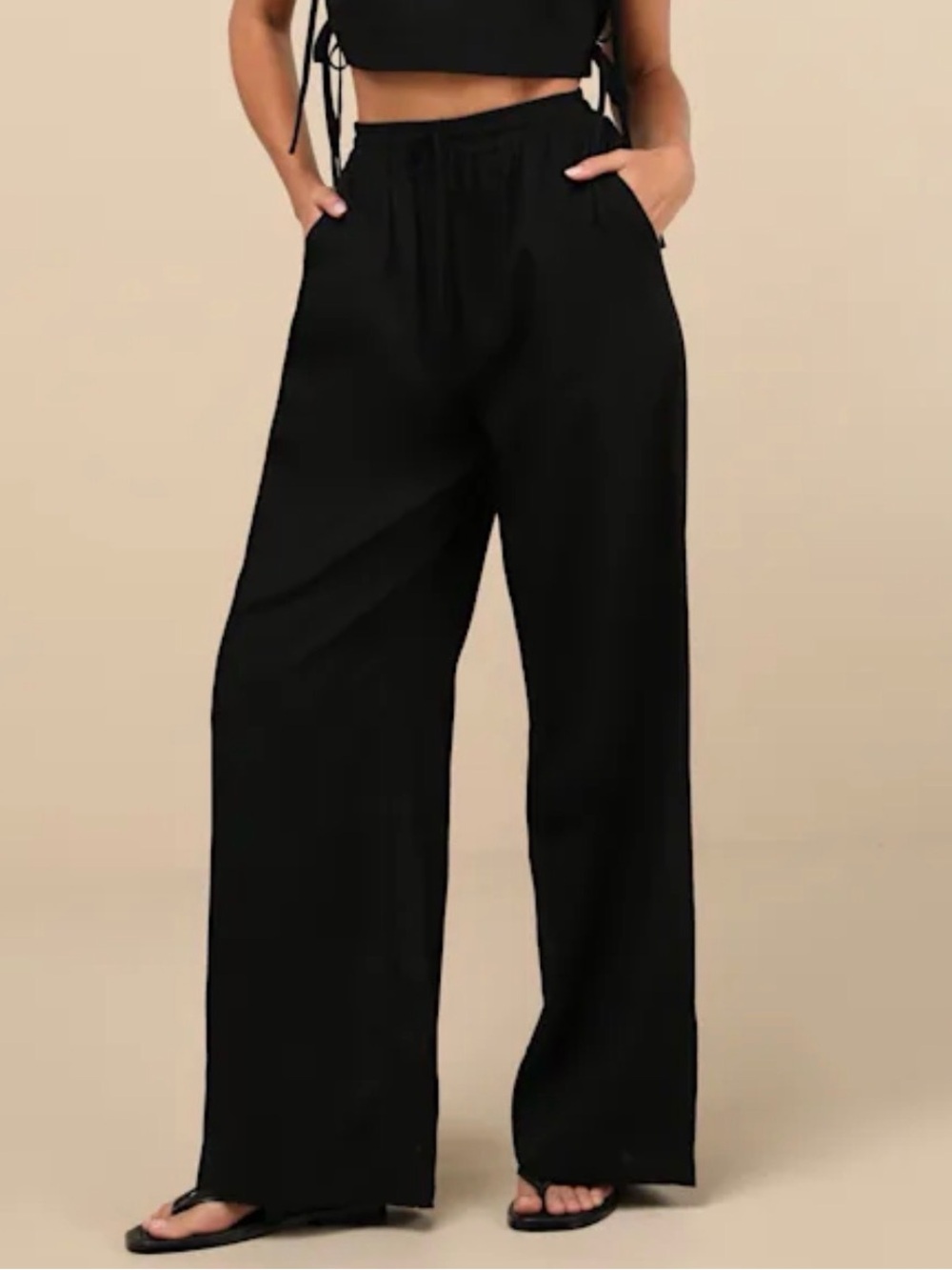 Lulu’s Irida Black Drawstring Pants NWT Size Medium